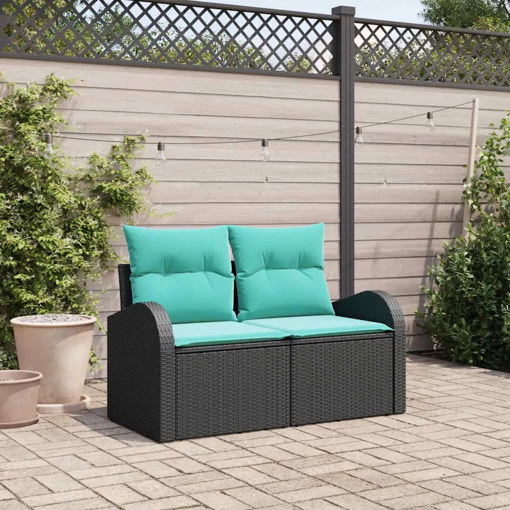 Divano da giardino Nero 124 x 62 x 85cm polyrattan 42006750