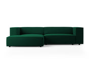 Cosmopolitan Design - Divano angolare sinistro "Arendal" 3 posti in velluto verde bottiglia 