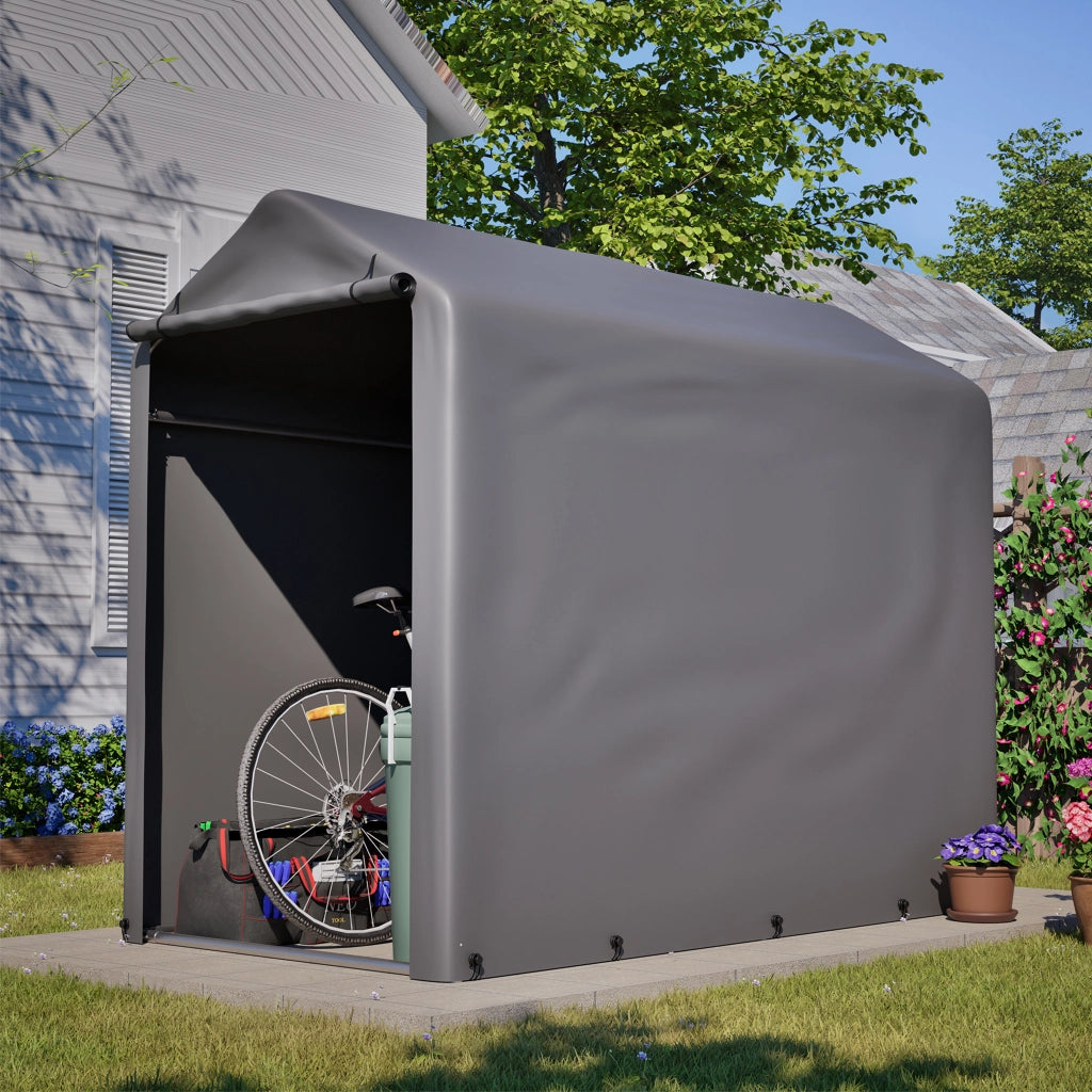 Tenda Garage per Biciclette 187x100x160 cm Grigio Scuro con Telo PE 170 g/m² e Telaio Zincato