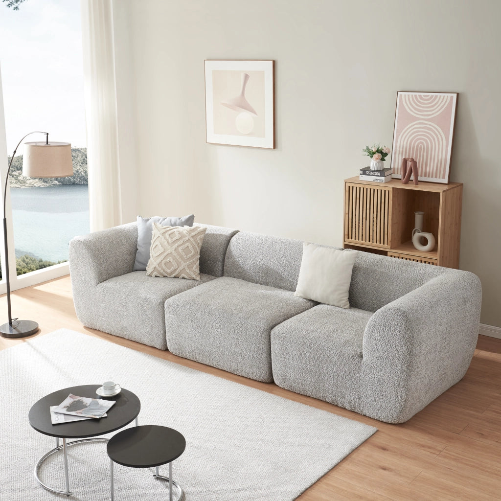 Divano Componibile a 3 Posti Divano Modulare 76x313x108 cm Serie Hurvas - Grigio [en.casa]
