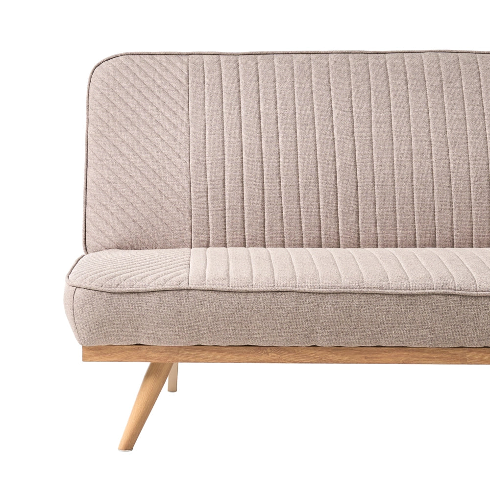 Divano letto Marrone Chiaro Rivestimento in tessuto Gambe in metallo 2 posti Seduta con schienale imbottito Design moderno Senza braccioli