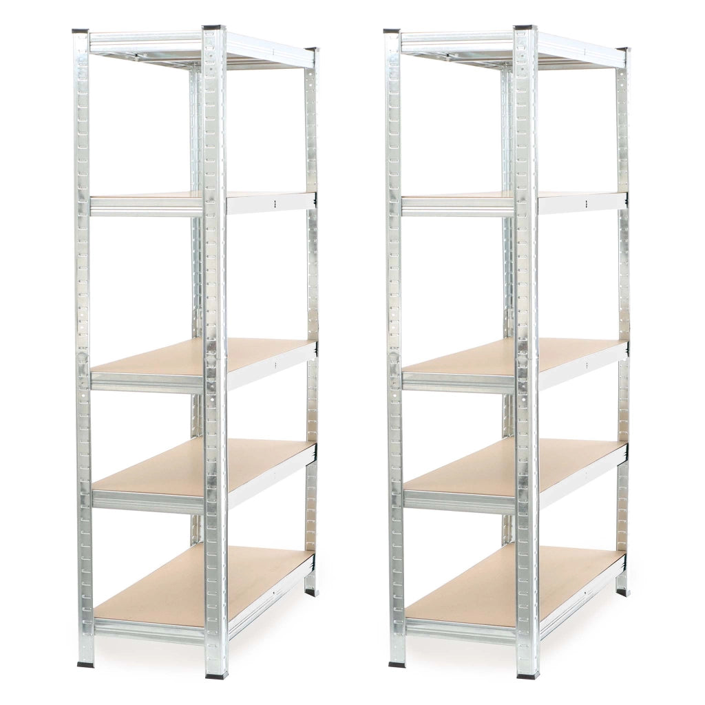 Set 2x scaffali a incastro per carichi pesanti 180x90x40cm Max 875kg l’uno Acciaio 5 ripiani