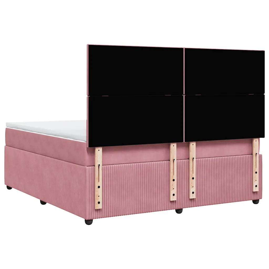 Giroletto a Molle con Materasso Rosa 180x200 cm in Velluto