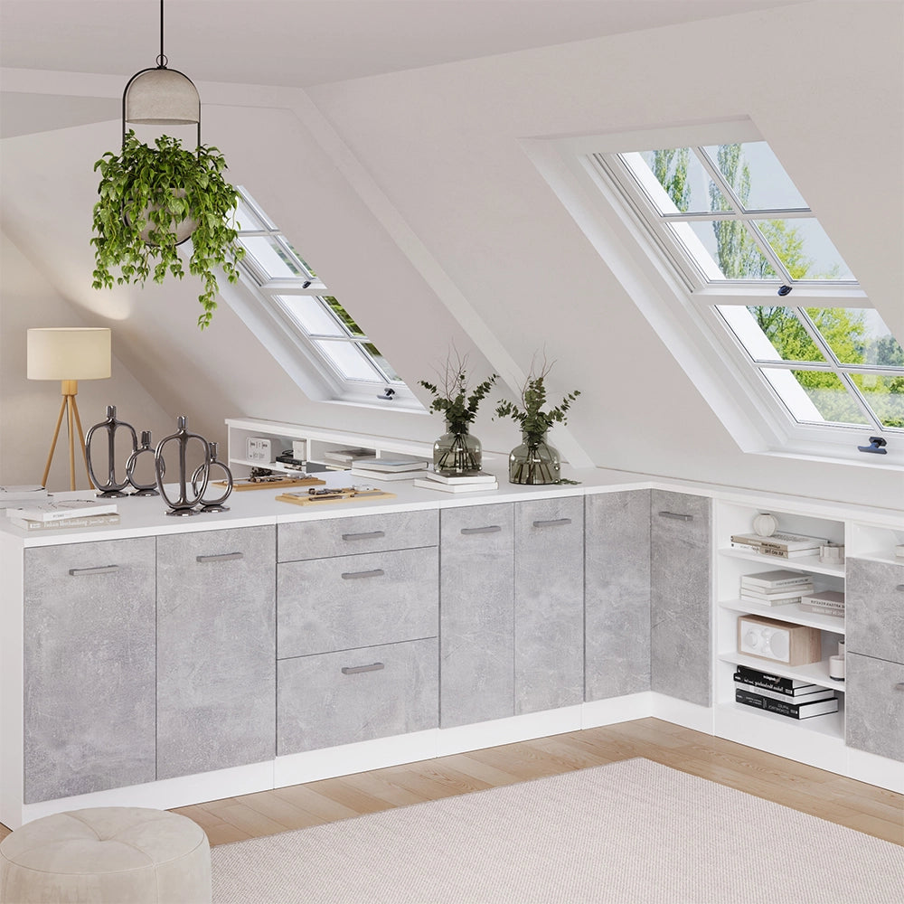 Mobile per mansarda Rion Calcestruzzo/Bianco 60 x 83.8 cm senza inclinazione con 2 ante Vicco