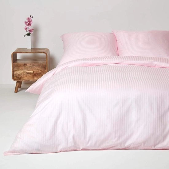Set da letto a damasco 2 pezzi, 100% cotone egiziano, densità filato 330, dimensioni 155 x 200 cm, rosa.