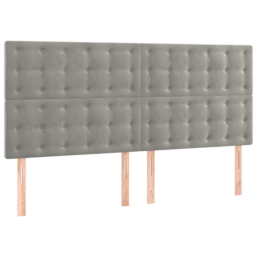 Testiera a LED Grigio Chiaro 180x5x118/128 cm in Velluto 3122918
