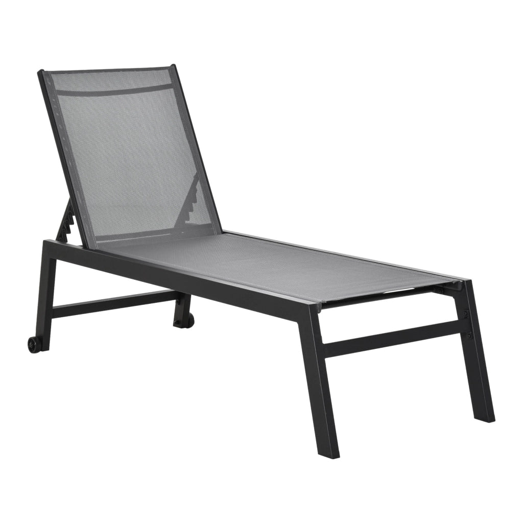 Lettino Prendisole da Giardino 169x65x102 cm  UV Nero e Grigio
