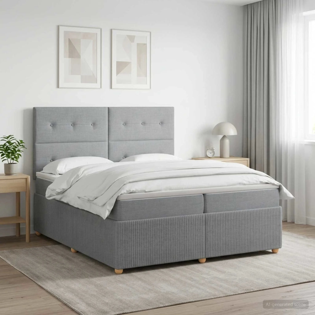 Letto Box Spring LED con Materasso Grigio Chiaro 200 x 200 cm 3455937