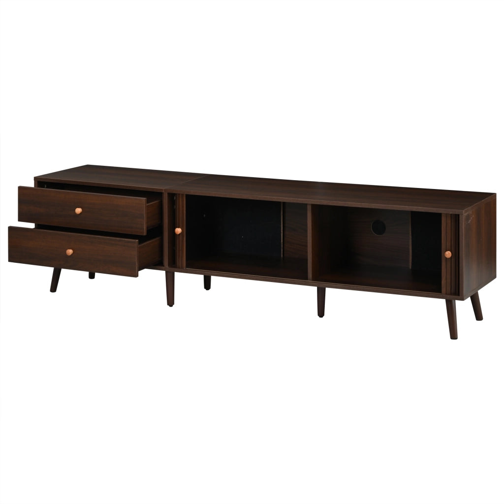 Mobile porta tv 180 cm color noce con ante a serranda e cassetti; MDF