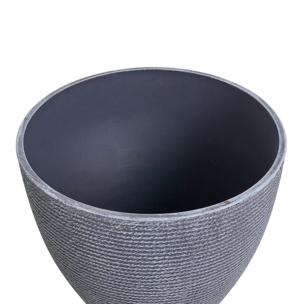 Set di 2 vasi da giardino grandi in materiale sintetico con effetto maglia, per terrazza, colore grigio