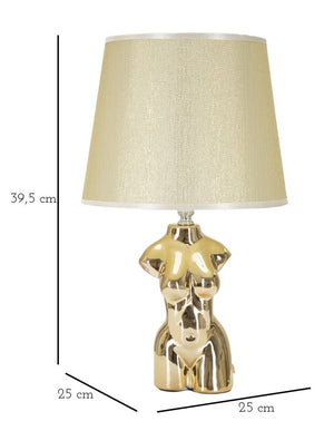 Lampada da Comodino Glam Woman 25x42,5x25 cm in Ceramica Oro