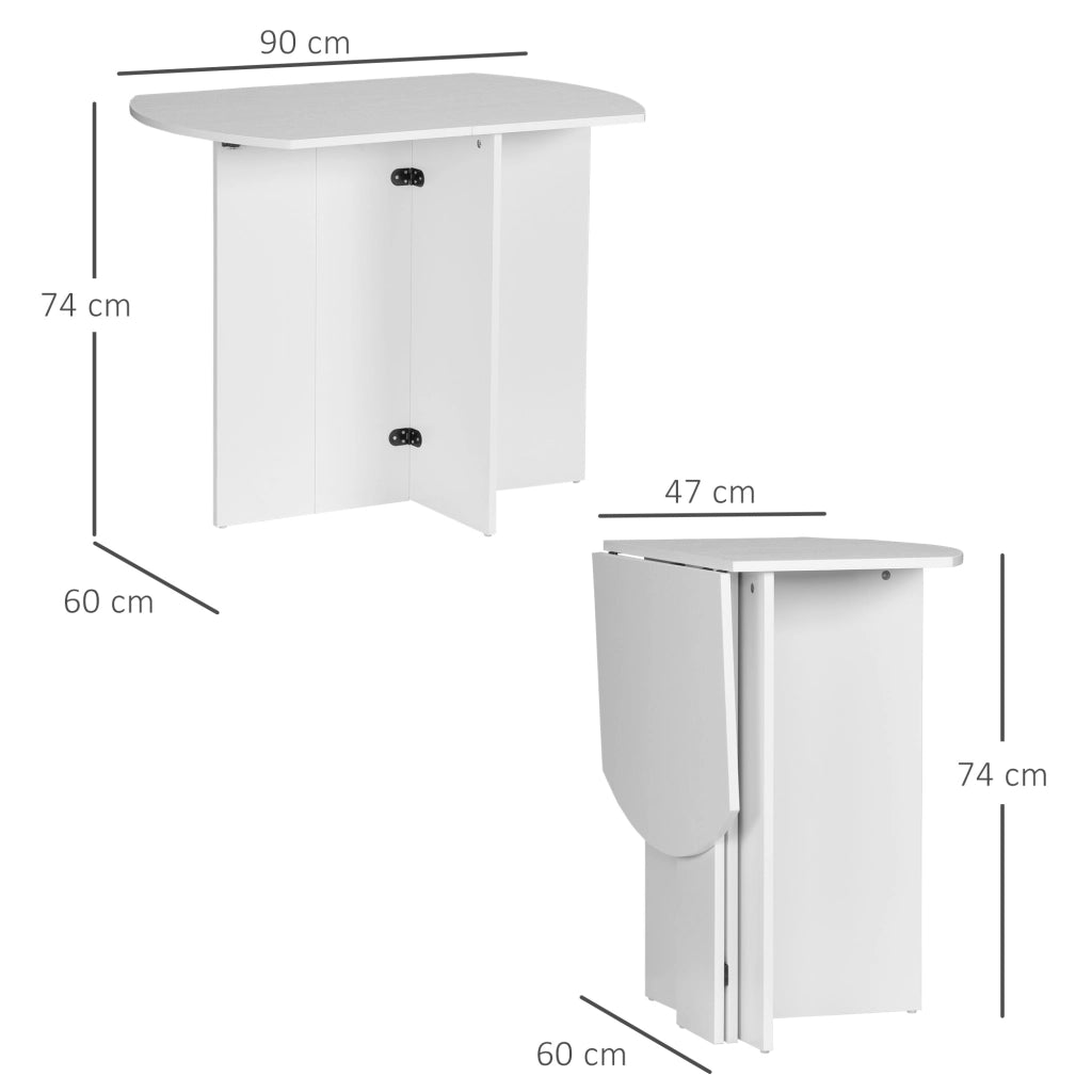 Tavolo da Pranzo Pieghevole in Legno ¨C Zephmum ¨C Bianco 90x60x74