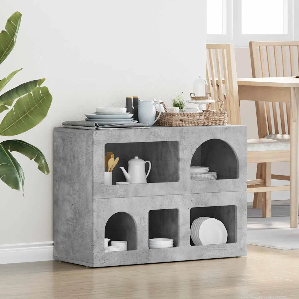 Credenza | Madia | Buffet da pranzo | Armadio da pranzo Grigio cemento 80.5 x 35 x 59 cm Legno multistrato