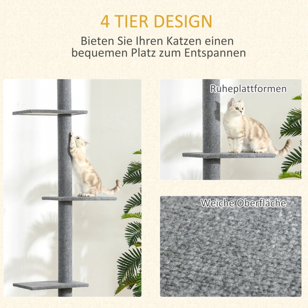 Tiragraffi regolabile da pavimento a soffitto 228-260 cm grigio