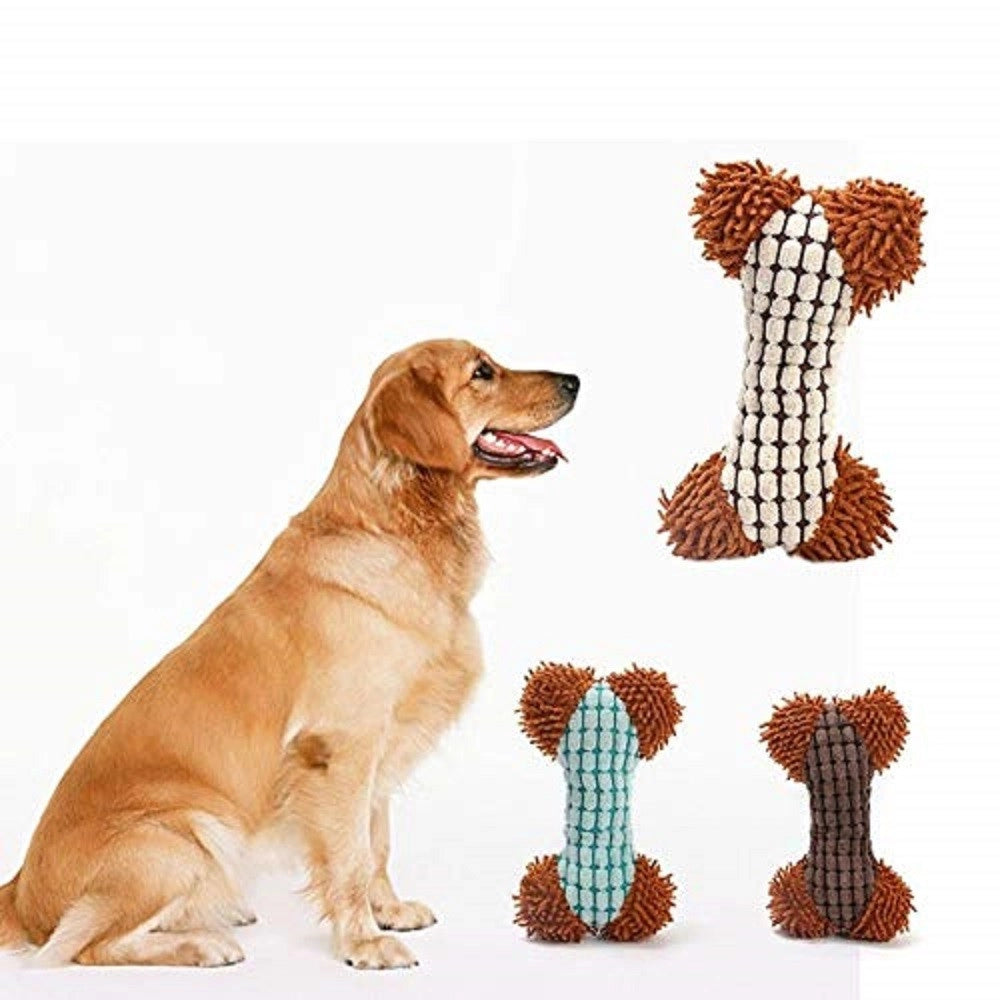 Trade Shop - Gioco Peluche Osso Morbido Suono Stridulo Tessuto Per Cani Masticare Morde Denti -