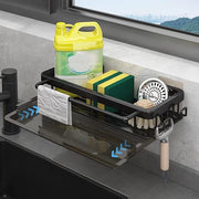 Organizzatore per la spazzolatrice da cucina appeso senza forare - 2-in-1 dispositivo di scarico da cucina multifunzionale - supporto magnetico per gli utensili da cucina - supporto per spazzolatrice da cucina in materiale magnetico nero