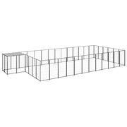 Recinto per animali da esterno per cani 22,99 m² acciaio nero 02_0000510