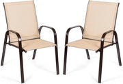 Set di 2 Sedie da Giardino, Sedie da Giardino per Patio in Textilene, con Braccioli Curvi, Telaio in Metallo, Sedia da Bistrot Portata 200 kg, Per Giardino Patio, 56 x 72 x 90 cm (Caffè)