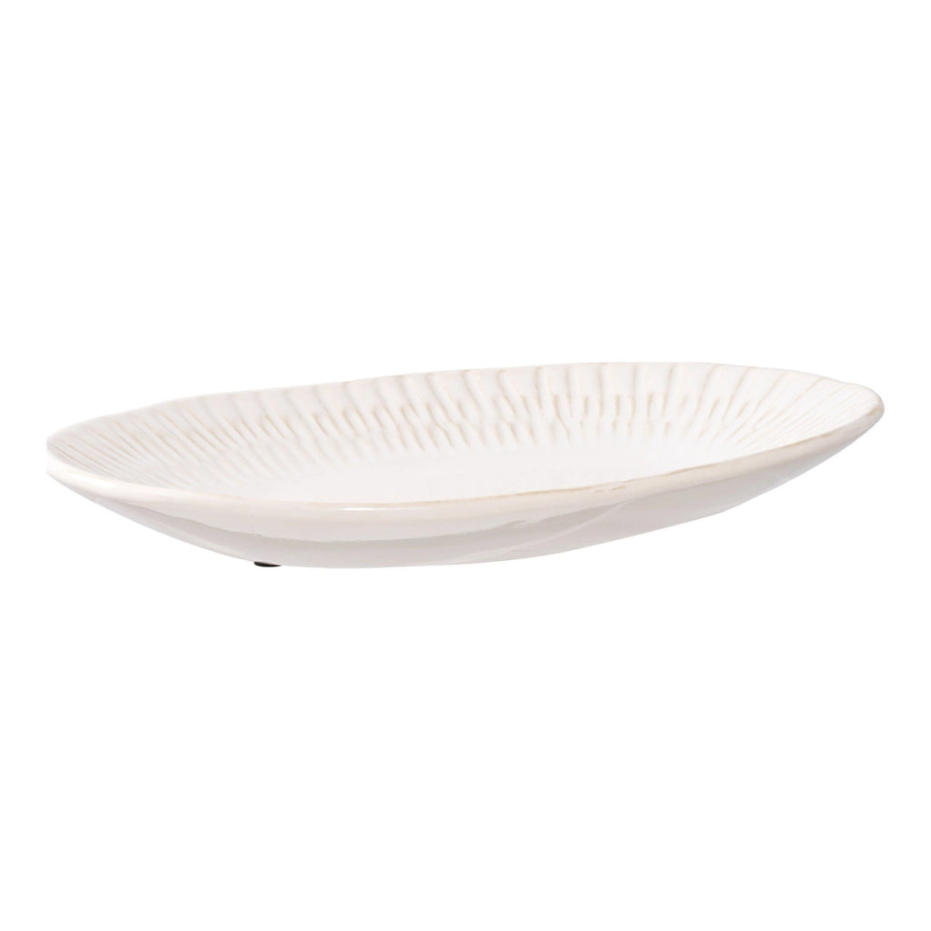 Vassoio Brenda, Bianco, Ceramica, 30,5x20,3x3,8 cm