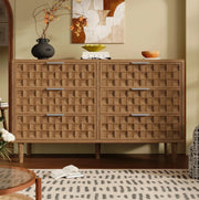Credenza con 6 cassetti 120x37x77 cm in MDF effetto rovere; colore quercia