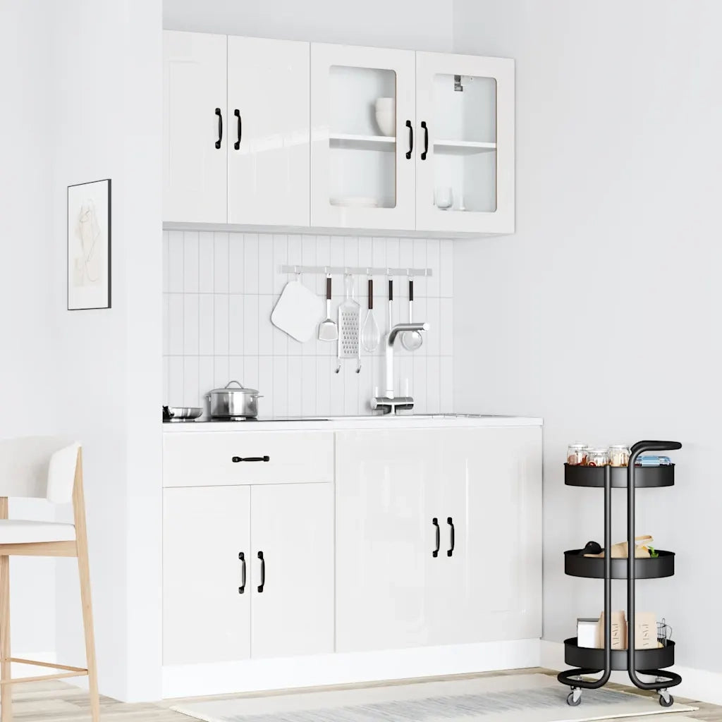 Set Mobili da Cucina 4 pz Kalmar Bianchi Lucido in Truciolato