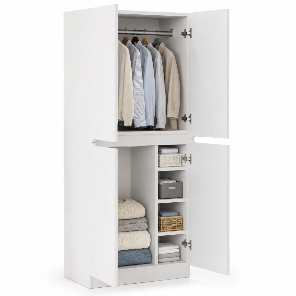 Armadio a due ante 70x40x170 cm in legno; metallo; compensato e MDF; bianco