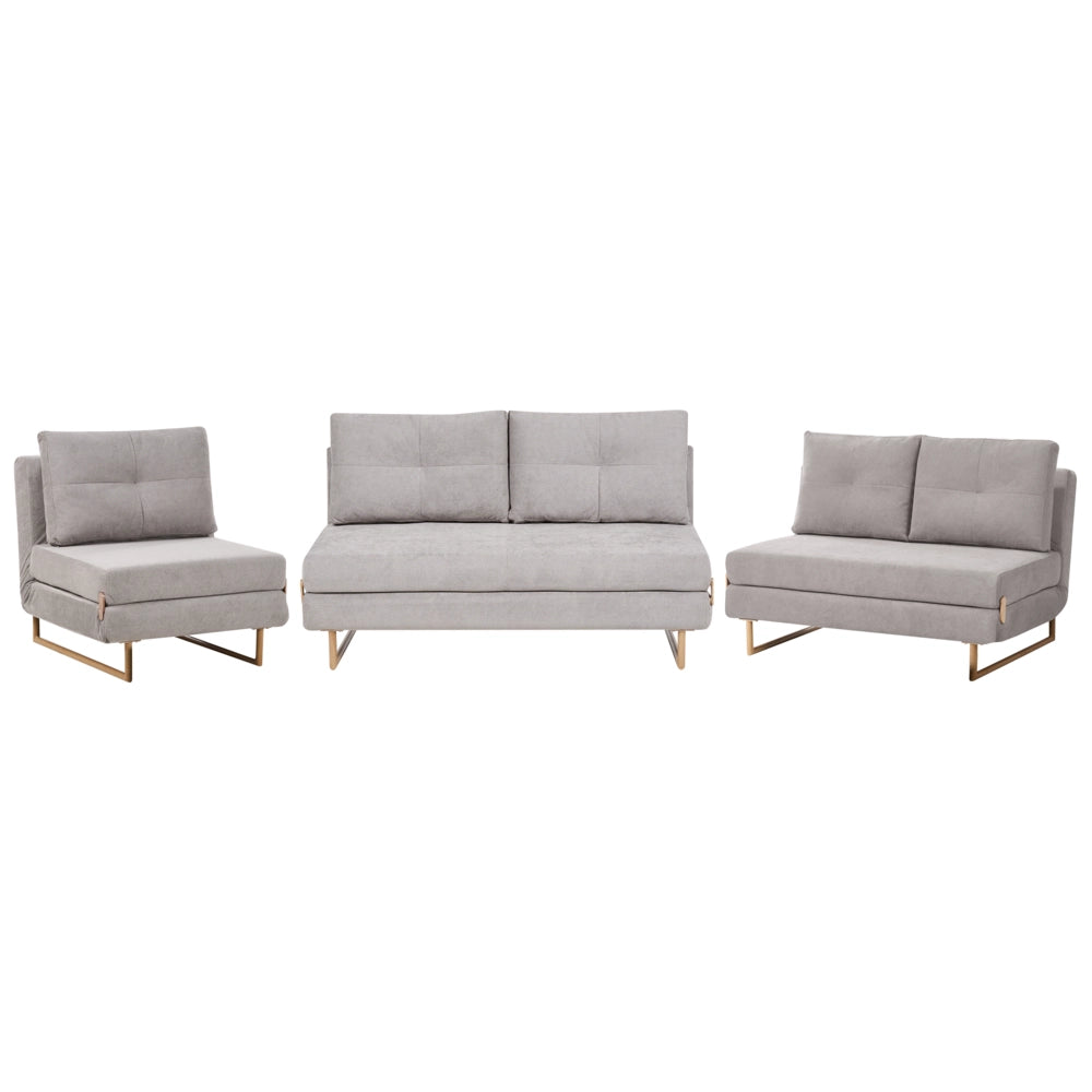 Set da salotto in tessuto grigio 3 posti 2 posti e 1 posto a sedere per 6 persone Funzione letto pieghevole
