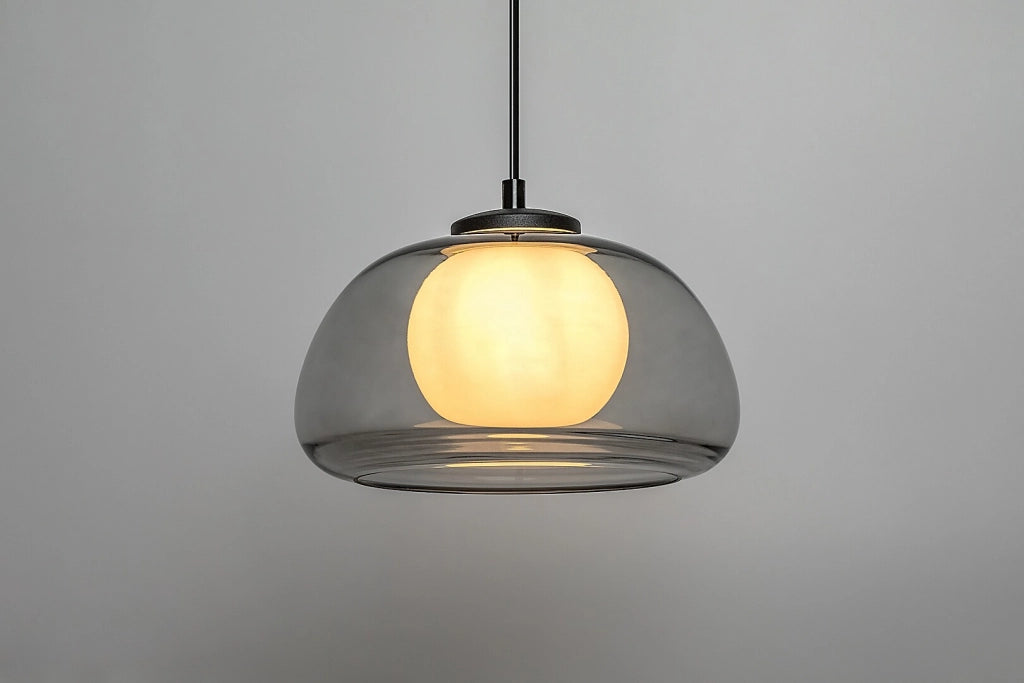 Lampada a sospensione Rabalux Elowen vetro fumè Ø25cm