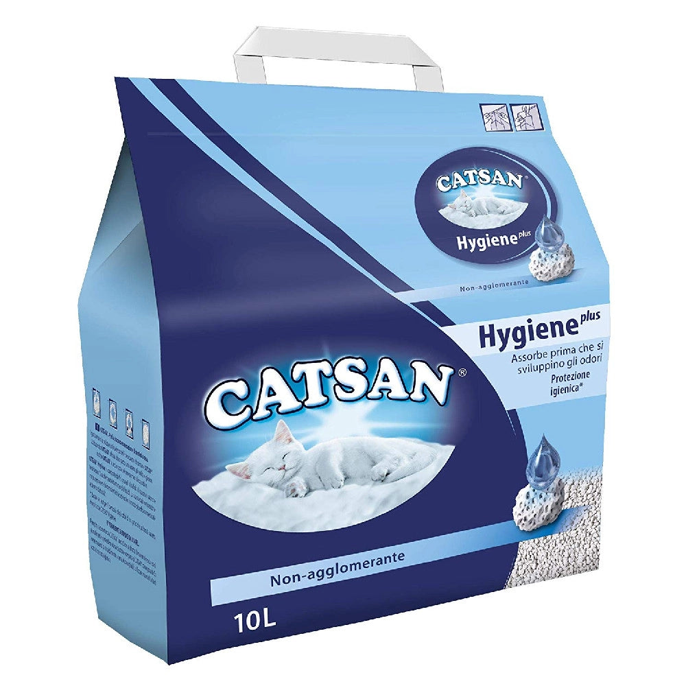 Tre lettiere catsan igieniche assorbenti ideali per gatti in confezione da 10 litri ciascuna