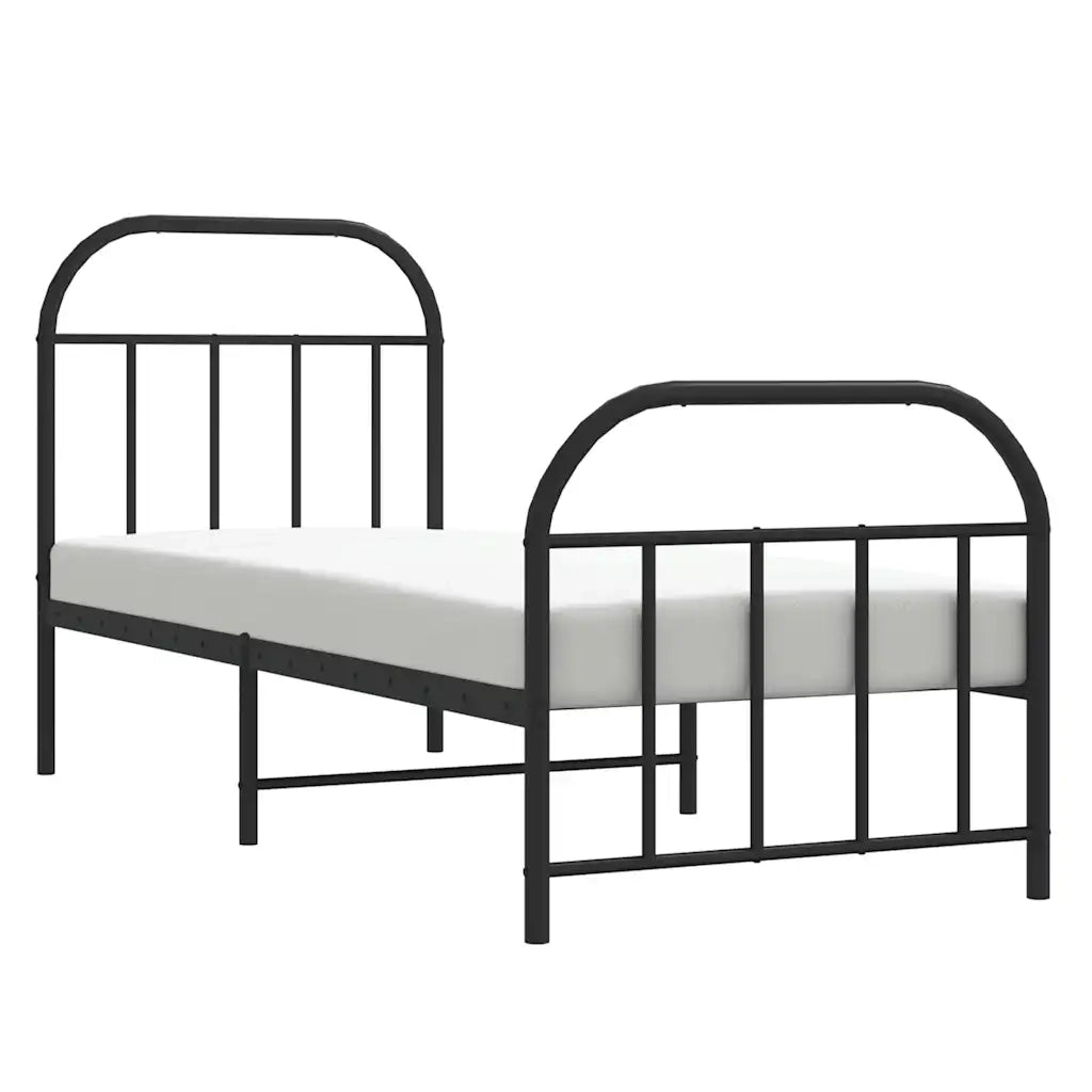 Giroletto con Testiera e Pediera Metallo Nero 75x190 cm 353643