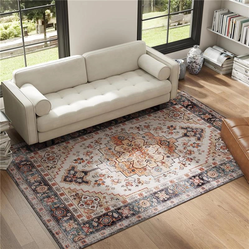 TAPPETO BOHEMIEN ANTISCIVOLO E LAVABILE A PELO CORTO PER SOGGIORNO E CAMERA, 230X160 CM, MARRONE