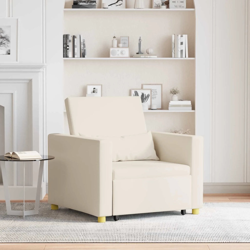 Divano letto | Sof¨¤ letto | Letto singolo estraibile singolo Bianco crema 90 x 165 x 87 cm