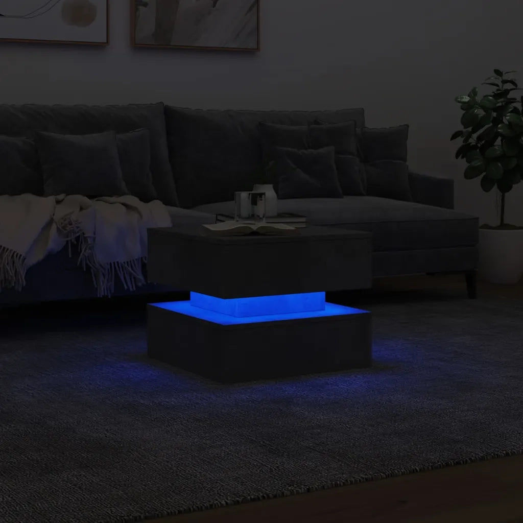 Tavolino da salotto | Tavolino da caff¨¨ | Tavolino da Soggiorno con Luci LED Grigio Cemento 50x50x40 cm