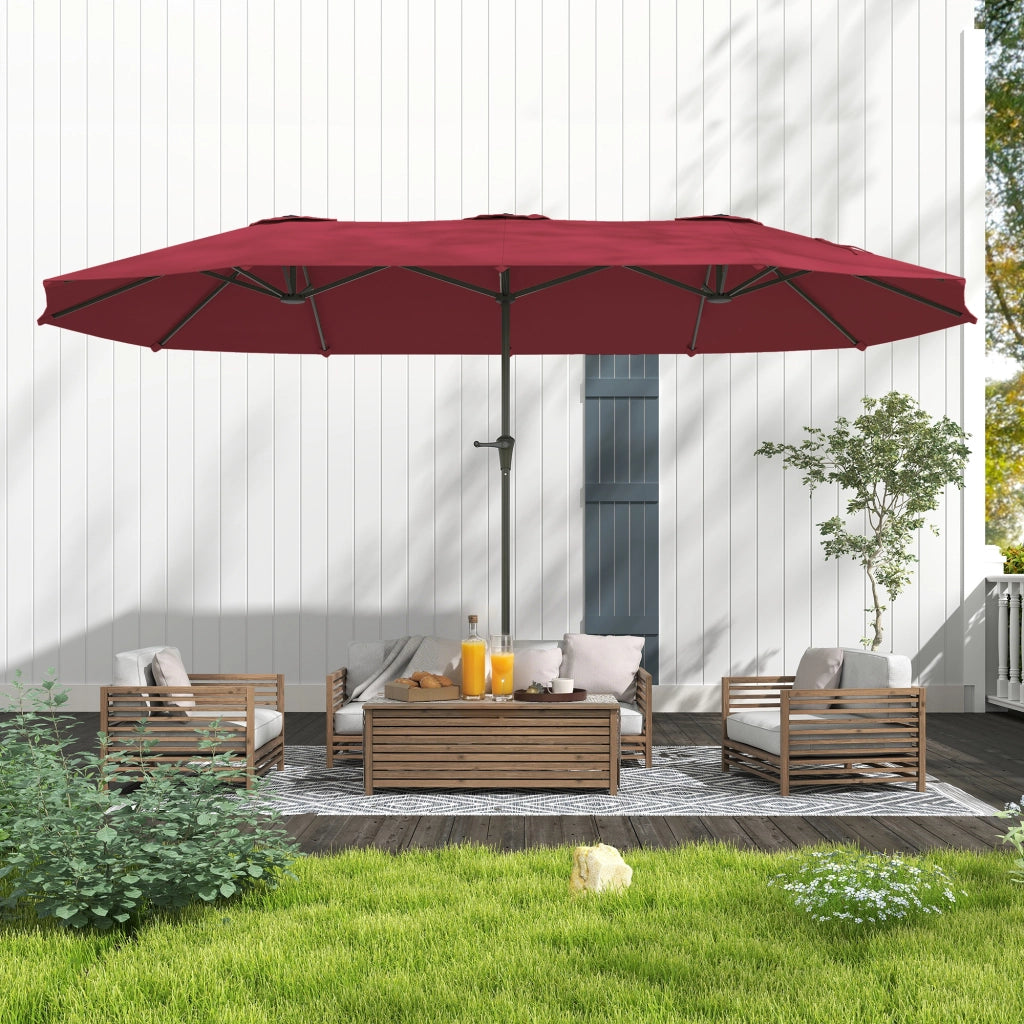 Ombrellone Doppio ¨C zephmum ¨C Nero, Rosso, Metallo, Poliestere, 400x220x234 cm