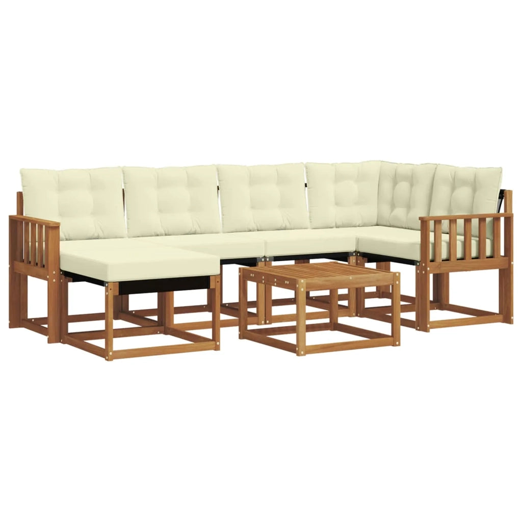 Set di divani da esterno con cuscino 7 pcs Naturale e Crema