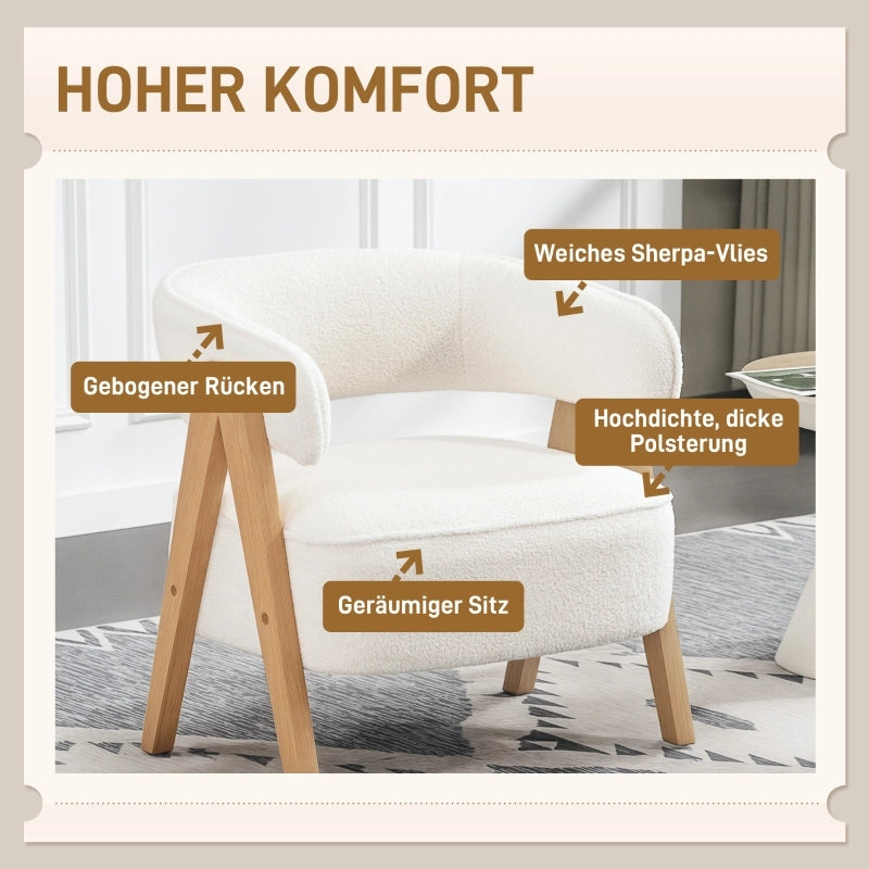 POLTRONA moderna 70x64x71 cm in poliestere bianco