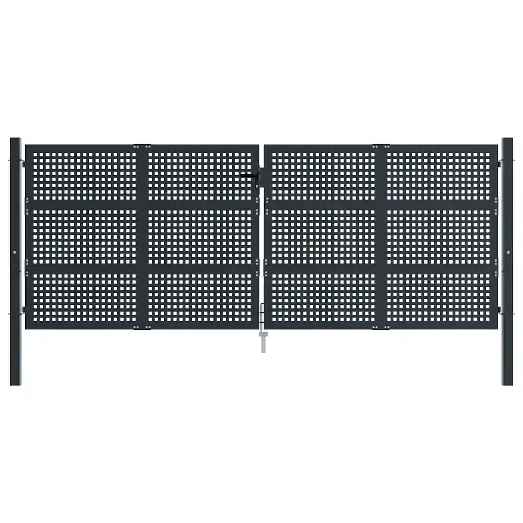 Cancello da Giardino Antracite 400x150 cm in Acciaio 154574