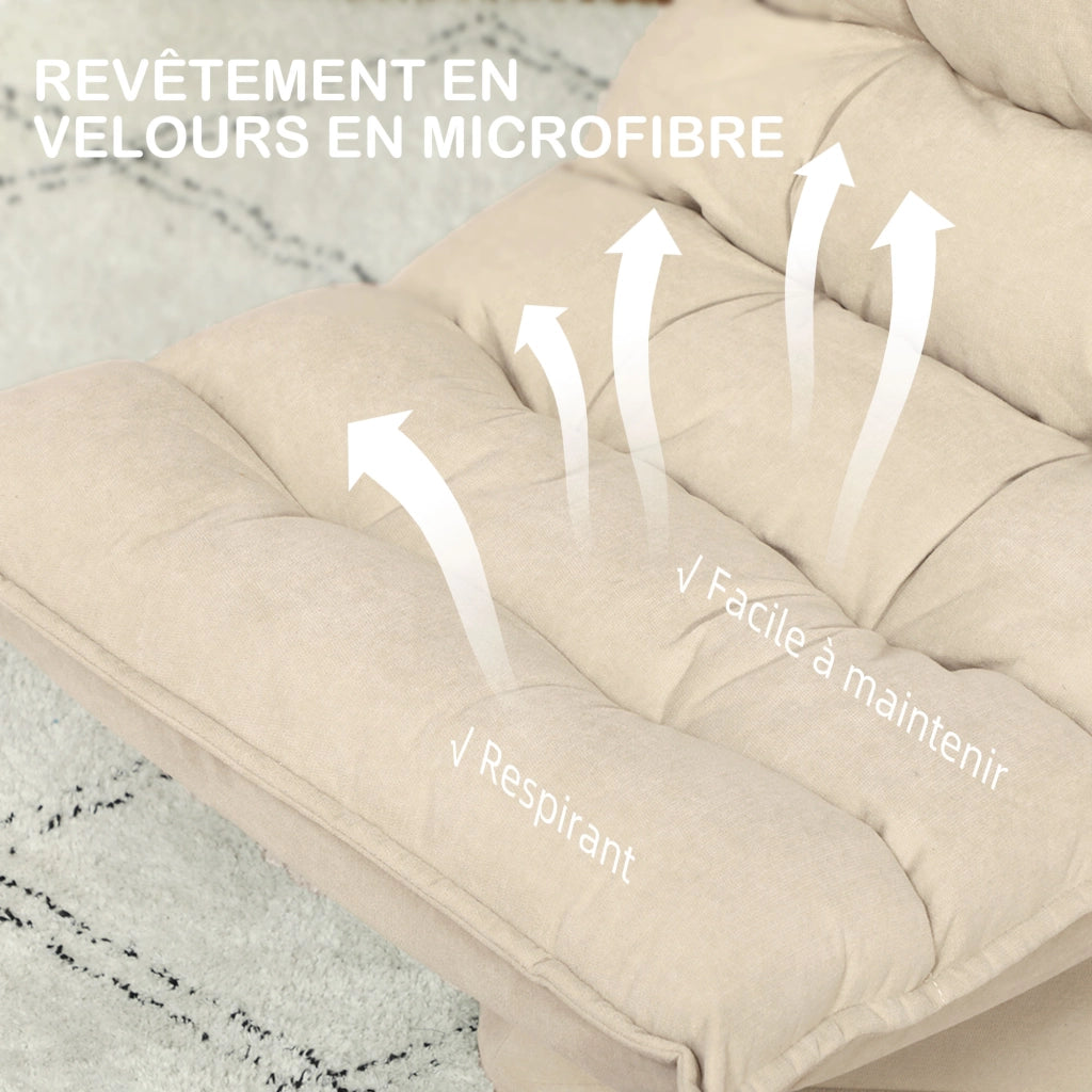 Poltrona relax girevole 360¡ã ¨C Xylo ¨C tessuto lino beige, schienale reclinabile