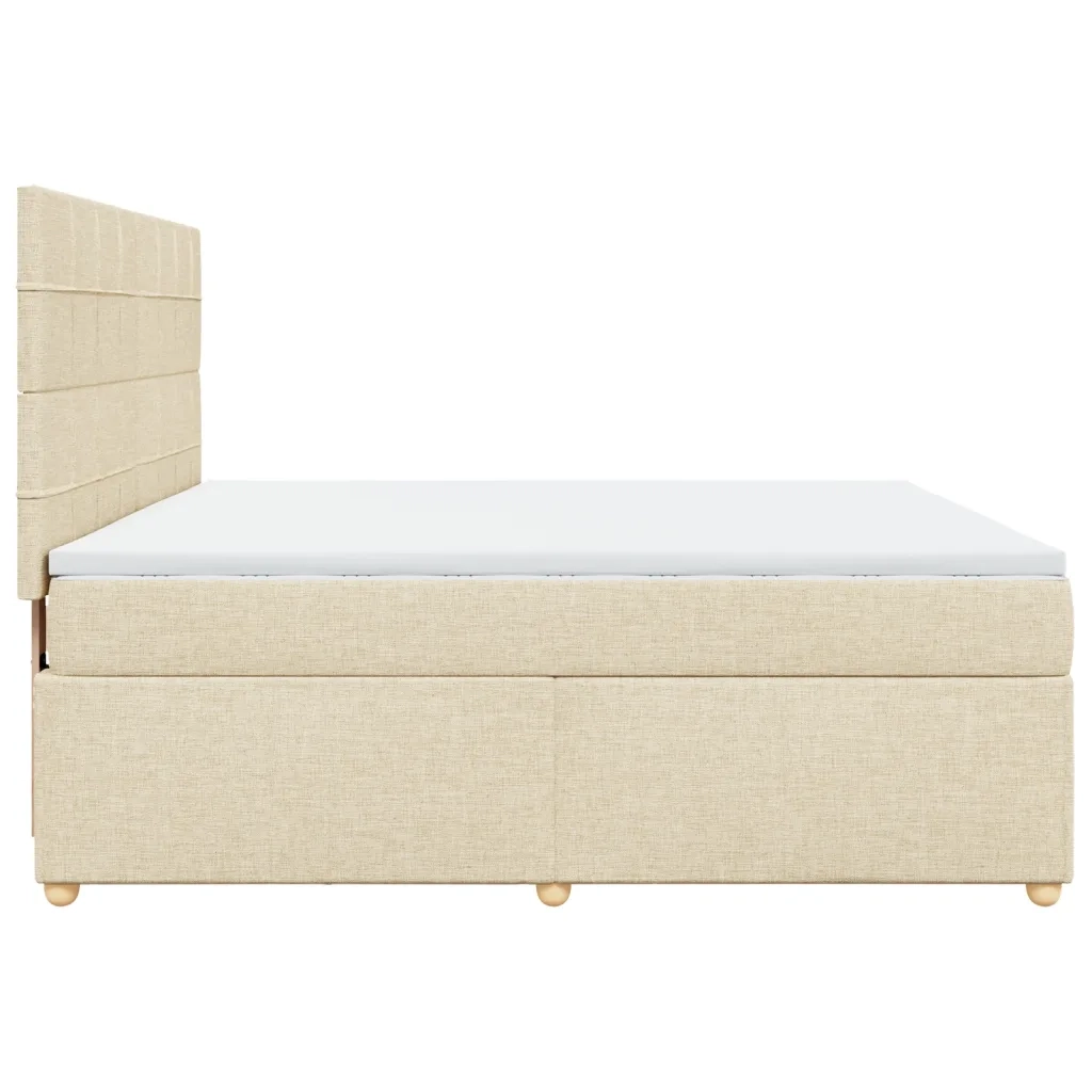 Giroletto a Molle con Materasso Crema 180x200 cm in Tessuto