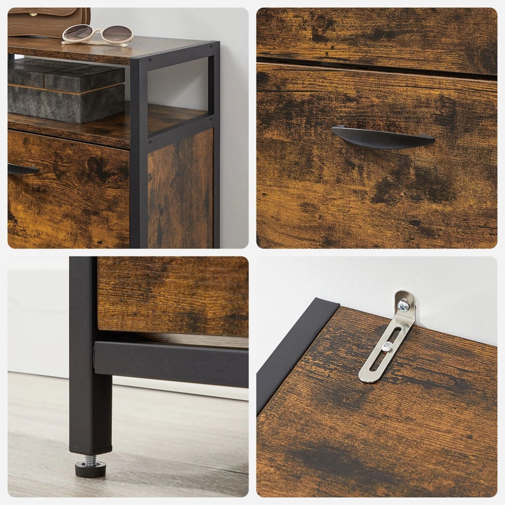 Scarpiera con 2 ante a ribalta mobile contenitore con scomparti aperti e divisori regolabili per ingresso contiene 8-12 paia di scarpe 60 x 30 x 95 cm marrone 12_0006370