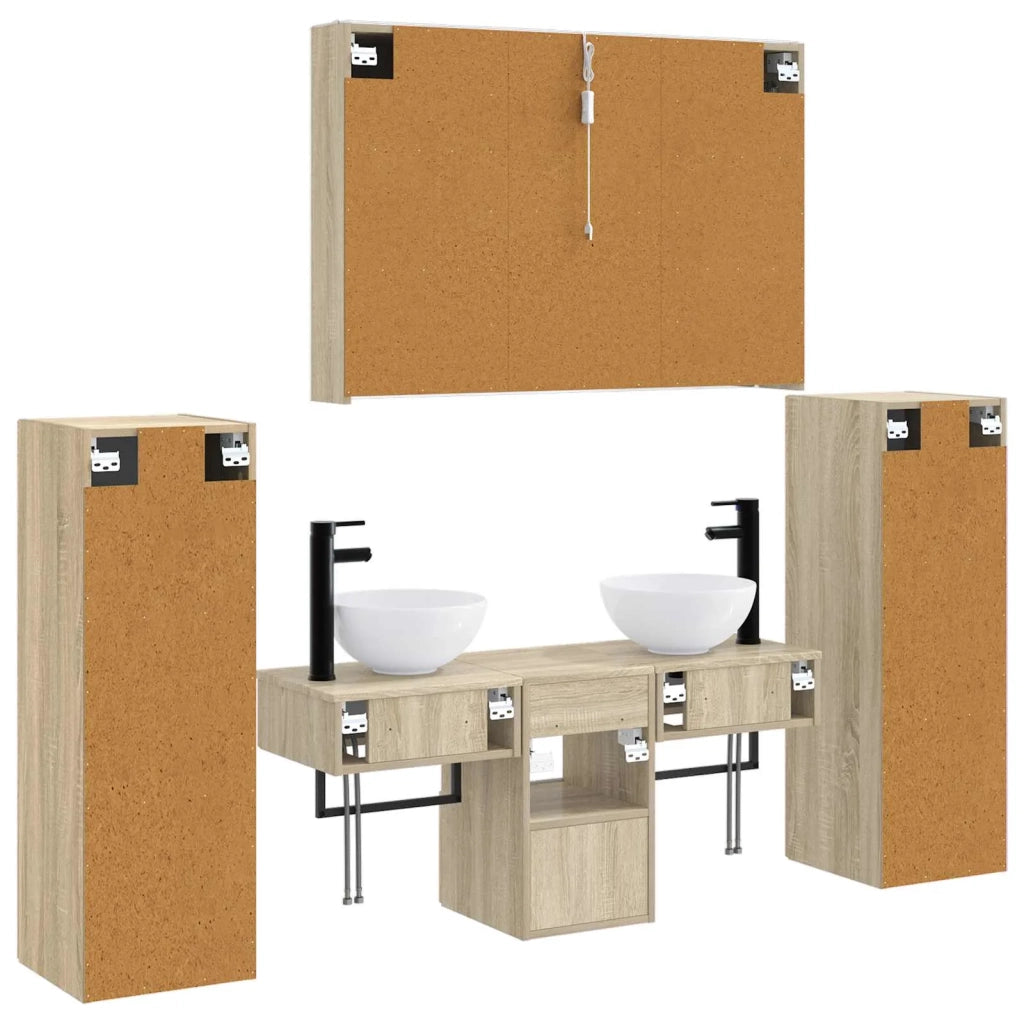 Set di mobili per il bagno 6 pcs Rovere Sonoma 3407121
