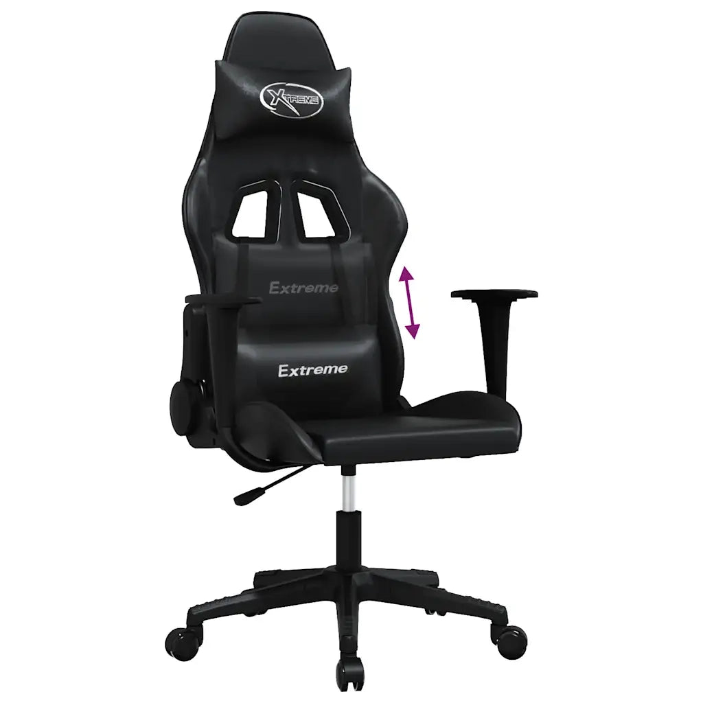 Sedia da Gaming | Sedia da e-sports Massaggiante Nera in Similpelle