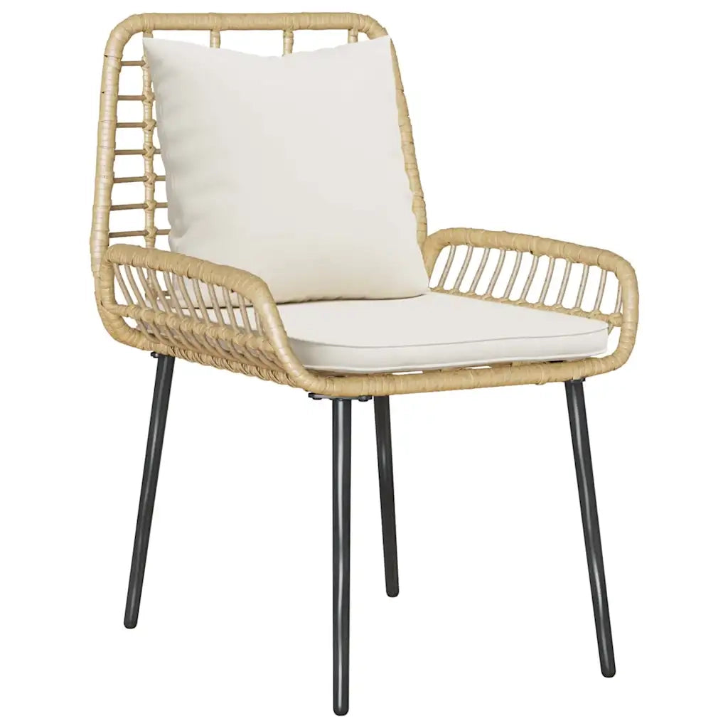 Set da Pranzo per Giardino 3 pcs Marrone e Crema polyrattan 42010361