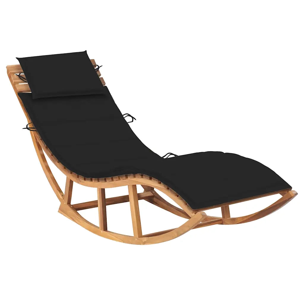 Lettino Prendisole a Dondolo con Cuscino in Massello di Teak cod mxl 44847