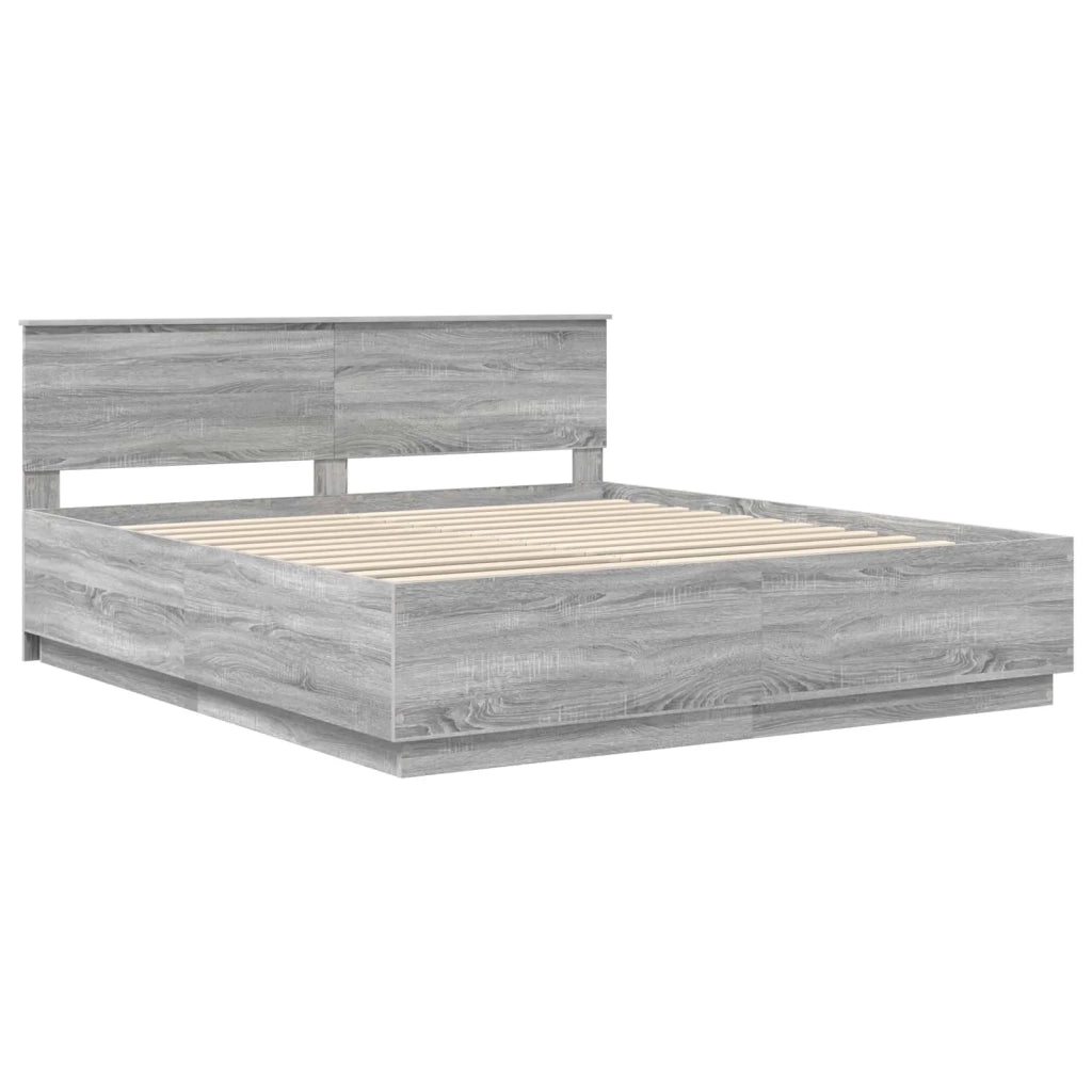 Struttura del letto con testiera Grigio Sonoma 200 x 200 cm
