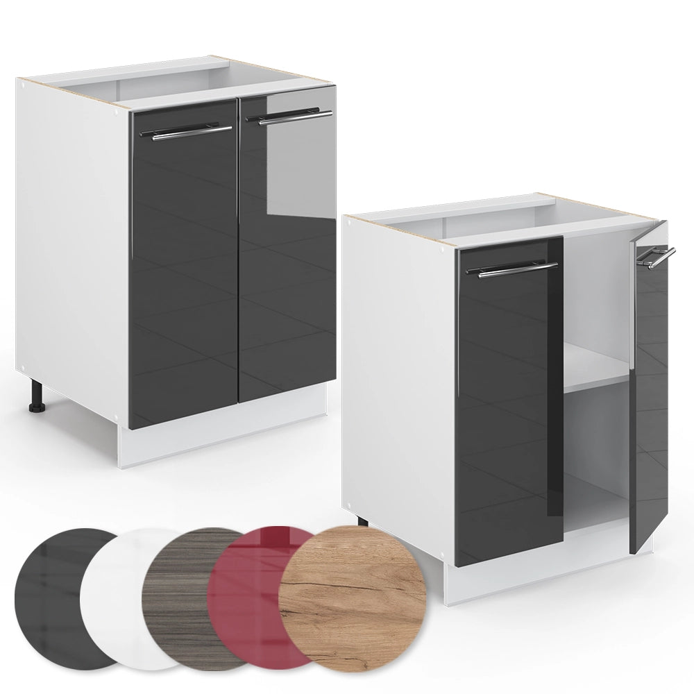Mobiletto base cucina Fame-Line Antracite lucido/Bianco 60 cm senza piano di lavoro Vicco