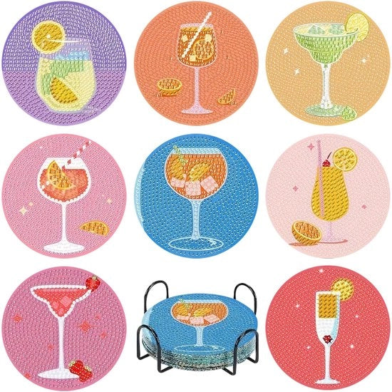 Pittura a diamanti per calzini cocktail, set di 8 pezzi per adulti e principianti