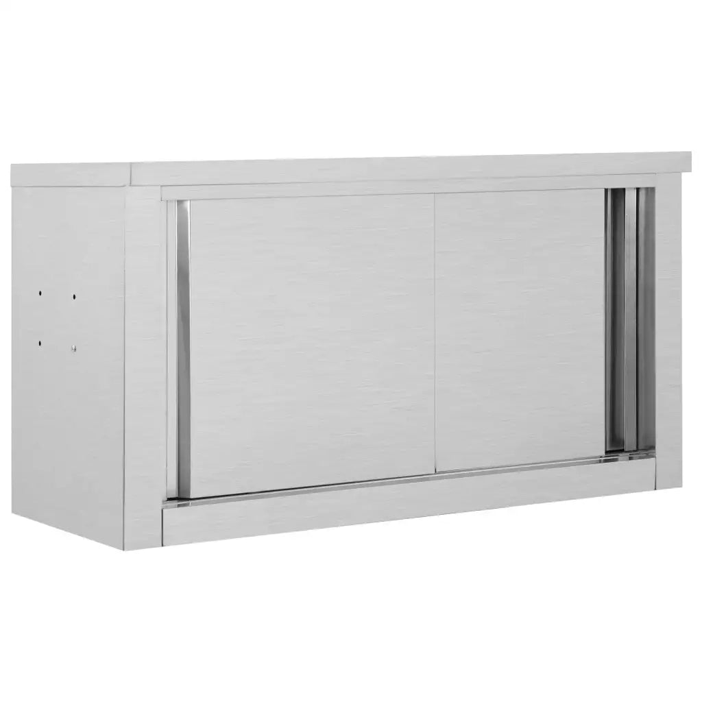 Pensile da cucina a parete con ante scorrevoli 90 x 40 x 50 cm pratico contenitore stile moderno acciaio inox argento 02_0046014