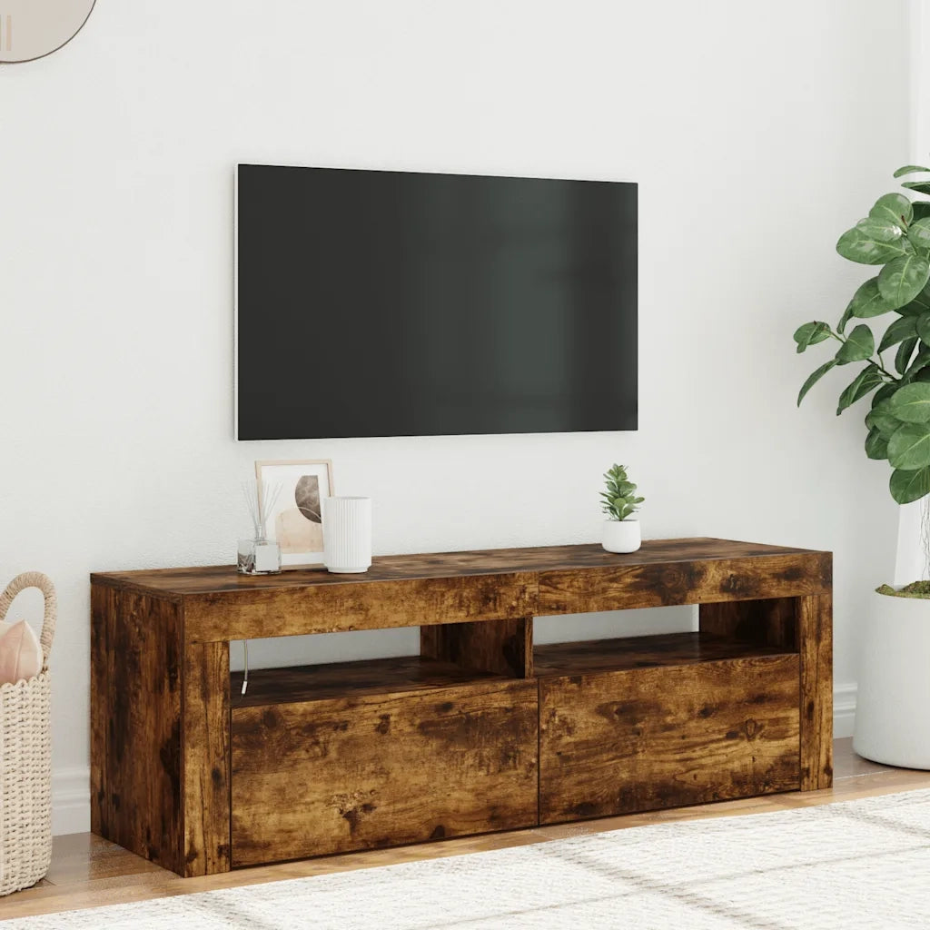 Mobile Porta TV con Luci LED Rovere Fumo 120x35x40 cm 815687