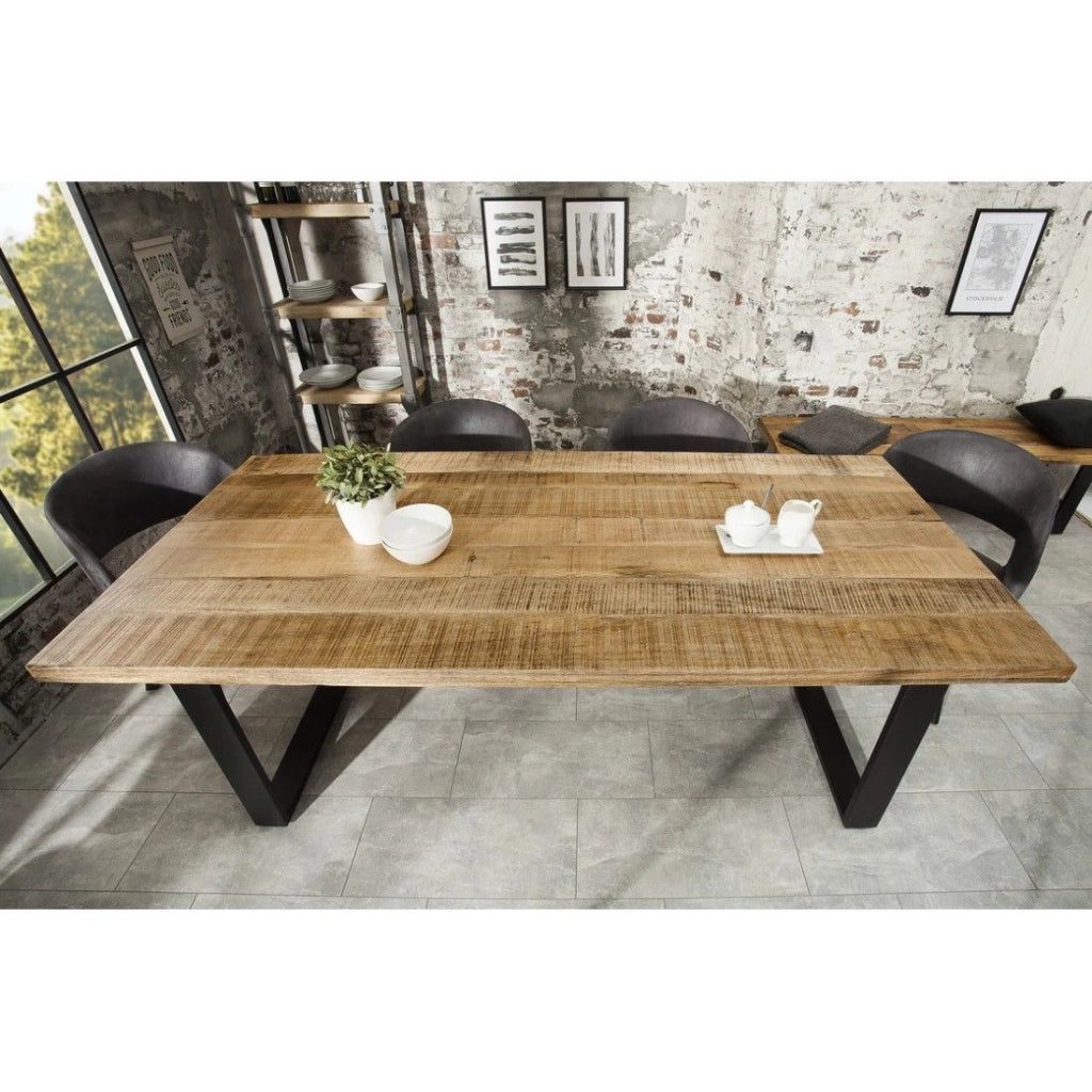 Tavolo da pranzo LODEN 200 cm – Piano in legno massello di mango e gambe in metallo nero